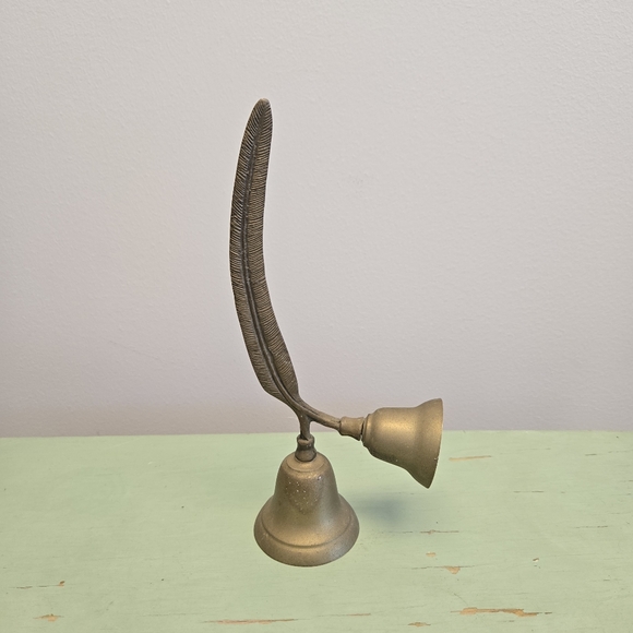 Brass Feather Quill Double Bell Vintage - Picture 6 of 7